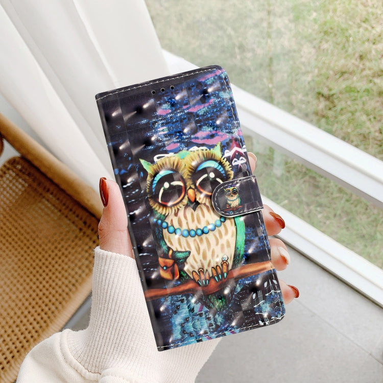 For Motorola Moto G Play 2024 3D Pattern Leather Phone Case(Big-eyed owl)