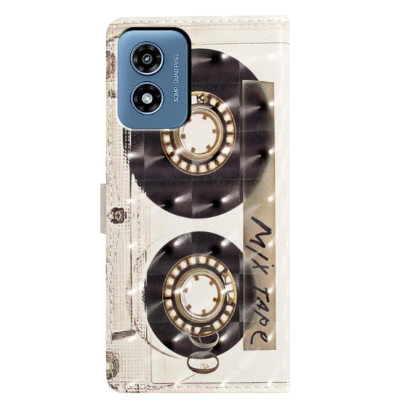 For Motorola Moto G Play 2024 3D Pattern Leather Phone Case(Tape)