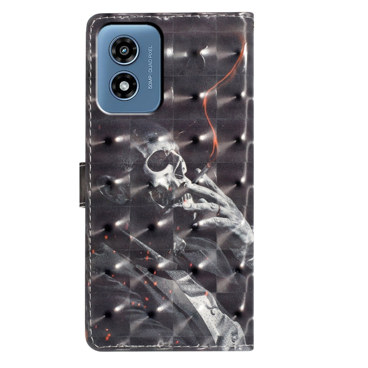 For Motorola Moto G Play 2024 3D Pattern Leather Phone Case(Skull) - Motorola Cases by PMC Jewellery | Online Shopping South Africa | PMC Jewellery | Buy Now Pay Later Mobicred