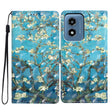 For Motorola Moto G Play 2024 3D Pattern Leather Phone Case(Blue Base Apricot Flower) - Motorola Cases by PMC Jewellery | Online Shopping South Africa | PMC Jewellery | Buy Now Pay Later Mobicred