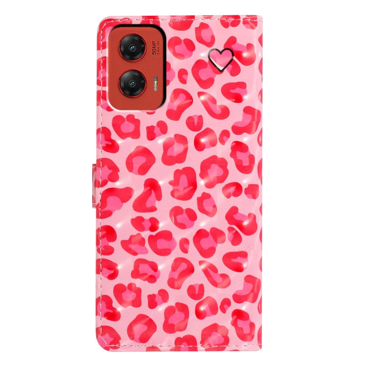For Motorola Moto G Stylus 5G 2024 3D Pattern Leather Phone Case(Pink Leopard Print)