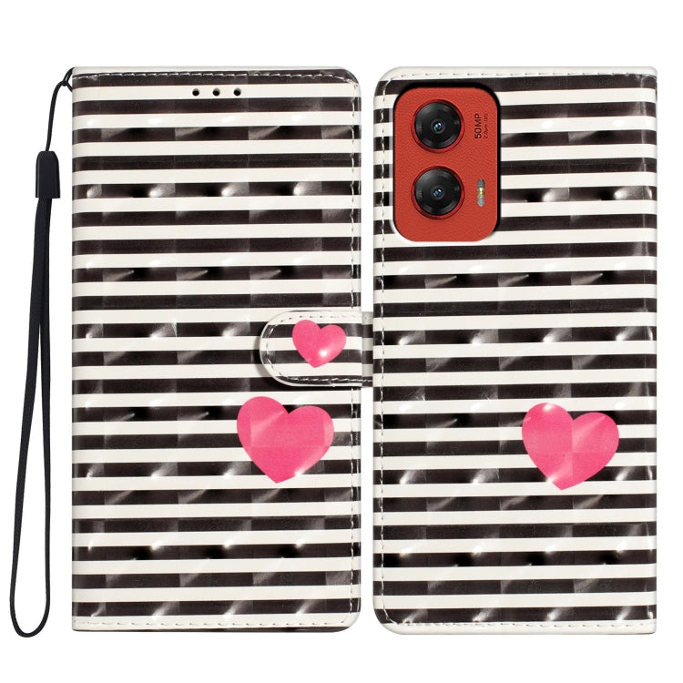 For Motorola Moto G Stylus 5G 2024 3D Pattern Leather Phone Case(Striped Heart) - Motorola Cases by PMC Jewellery | Online Shopping South Africa | PMC Jewellery | Buy Now Pay Later Mobicred