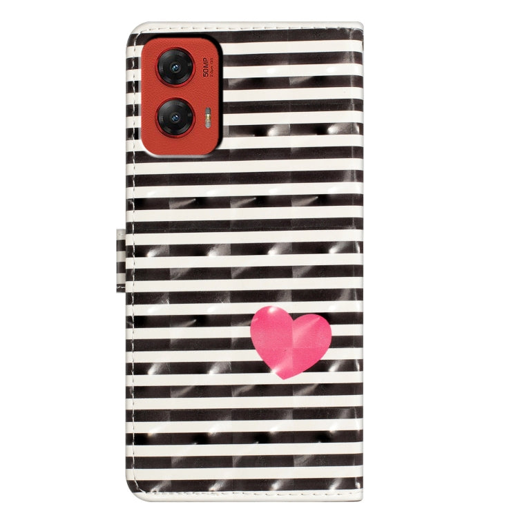 For Motorola Moto G Stylus 5G 2024 3D Pattern Leather Phone Case(Striped Heart)
