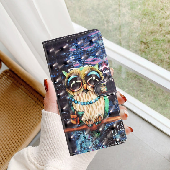 For Motorola Moto G Stylus 5G 2024 3D Pattern Leather Phone Case(Big-eyed owl)