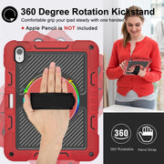 For iPad Air 11 2024 / Air 2022 10.9 360 Degree Rotation PC Contrast Silicone Tablet Case(Red + Black)