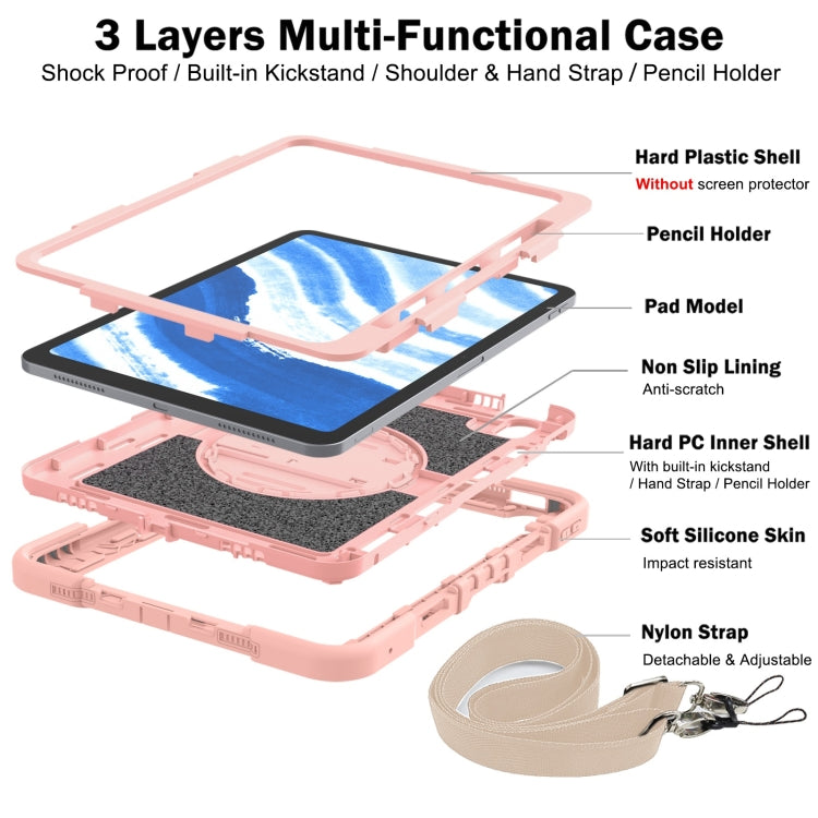 For iPad Air 11 2024 / Air 2022 10.9 360 Degree Rotation PC Contrast Silicone Tablet Case(Rose Gold) - iPad Air 11 2024 Cases by PMC TechLife | Online Shopping South Africa | PMC TechLife | Buy Now Pay Later Mobicred