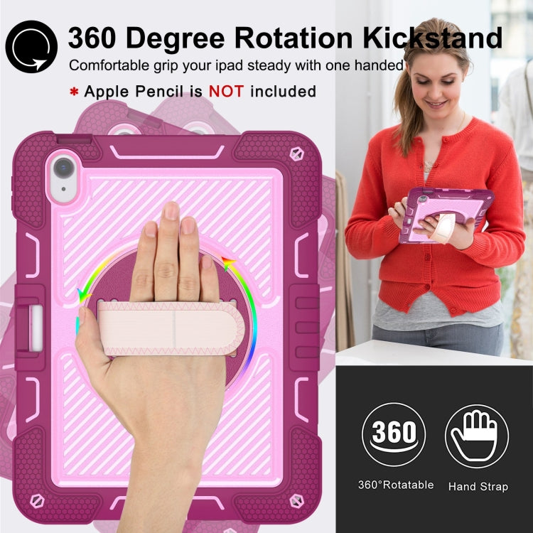 For iPad Air 11 2024 / Air 2022 10.9 360 Degree Rotation PC Contrast Silicone Tablet Case(Rose Red + Pink) - iPad Air 11 2024 Cases by PMC TechLife | Online Shopping South Africa | PMC TechLife | Buy Now Pay Later Mobicred