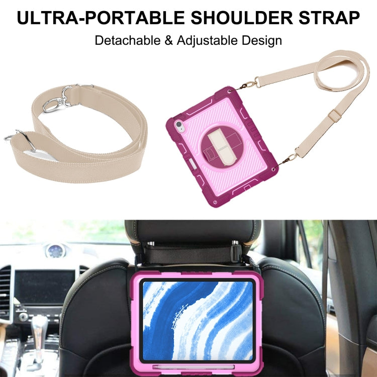 For iPad Air 11 2024 / Air 2022 10.9 360 Degree Rotation PC Contrast Silicone Tablet Case(Rose Red + Pink) - iPad Air 11 2024 Cases by PMC TechLife | Online Shopping South Africa | PMC TechLife | Buy Now Pay Later Mobicred