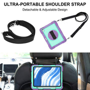 For iPad Air 11 2024 / Air 2022 10.9 360 Degree Rotation PC Contrast Silicone Tablet Case(Purple + Mint Green)