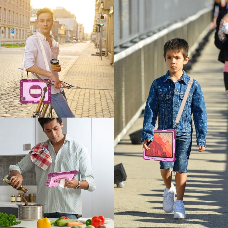 For iPad Pro 11 2024 360 Degree Rotation PC Contrast Silicone Tablet Case(Rose Red + Pink) - iPad Pro 11 2024 Cases by PMC TechLife | Online Shopping South Africa | PMC TechLife | Buy Now Pay Later Mobicred