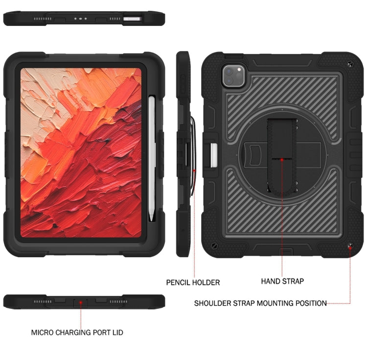 For iPad Pro 11 2024 360 Degree Rotation PC Contrast Silicone Tablet Case(Black) - iPad Pro 11 2024 Cases by PMC TechLife | Online Shopping South Africa | PMC TechLife | Buy Now Pay Later Mobicred