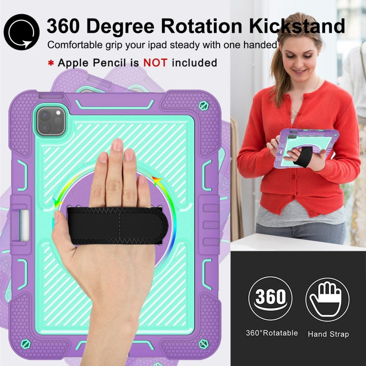 For iPad Pro 11 2024 360 Degree Rotation PC Contrast Silicone Tablet Case(Purple + Mint Green) - iPad Pro 11 2024 Cases by PMC TechLife | Online Shopping South Africa | PMC TechLife | Buy Now Pay Later Mobicred