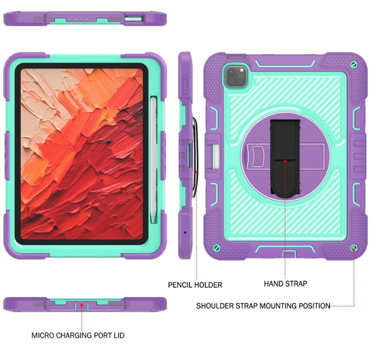 For iPad Pro 11 2024 360 Degree Rotation PC Contrast Silicone Tablet Case(Purple + Mint Green) - iPad Pro 11 2024 Cases by PMC TechLife | Online Shopping South Africa | PMC TechLife | Buy Now Pay Later Mobicred