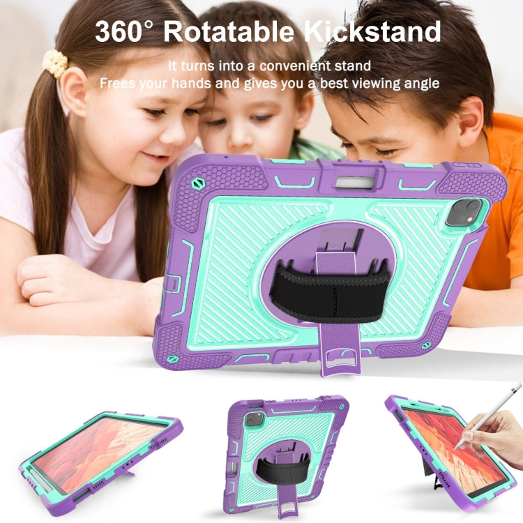 For iPad Pro 11 2024 360 Degree Rotation PC Contrast Silicone Tablet Case(Purple + Mint Green) - iPad Pro 11 2024 Cases by PMC TechLife | Online Shopping South Africa | PMC TechLife | Buy Now Pay Later Mobicred