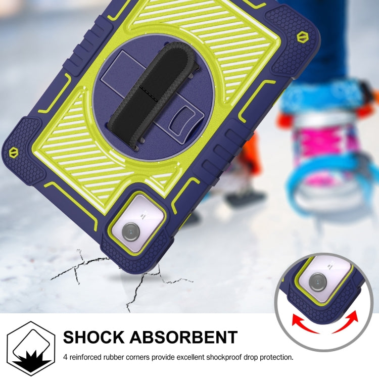 For Lenovo Tab M11 / Xiaoxin Pad 11 2024 360 Degree Rotation PC Contrast Silicone Tablet Case(Navy Blue + Yellow Green)