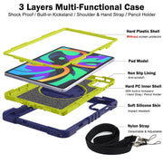 For Lenovo Tab M11 / Xiaoxin Pad 11 2024 360 Degree Rotation PC Contrast Silicone Tablet Case(Navy Blue + Yellow Green)