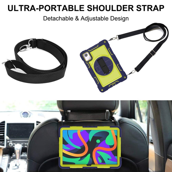 For Lenovo Tab M11 / Xiaoxin Pad 11 2024 360 Degree Rotation PC Contrast Silicone Tablet Case(Navy Blue + Yellow Green)
