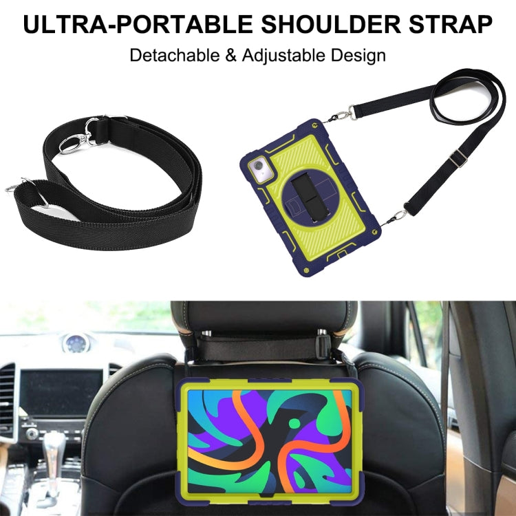 For Lenovo Tab M11 / Xiaoxin Pad 11 2024 360 Degree Rotation PC Contrast Silicone Tablet Case(Navy Blue + Yellow Green)