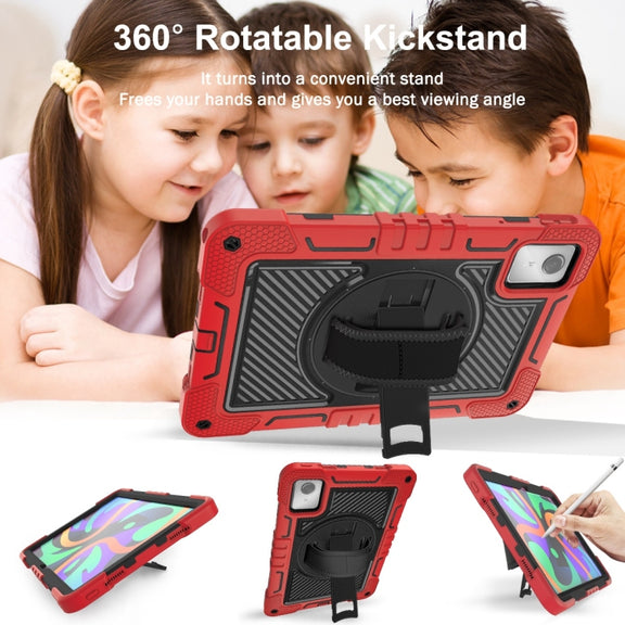 For Lenovo Tab M11 / Xiaoxin Pad 11 2024 360 Degree Rotation PC Contrast Silicone Tablet Case(Red + Black)