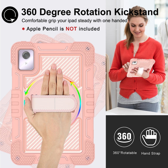 For Lenovo Tab M11 / Xiaoxin Pad 11 2024 360 Degree Rotation PC Contrast Silicone Tablet Case(Rose Gold)