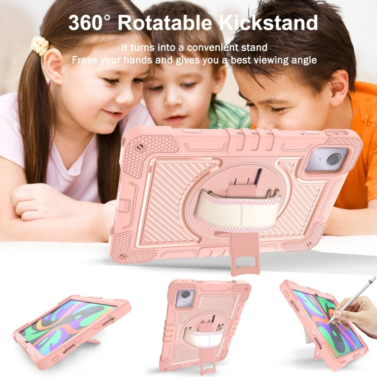 For Lenovo Tab M11 / Xiaoxin Pad 11 2024 360 Degree Rotation PC Contrast Silicone Tablet Case(Rose Gold)
