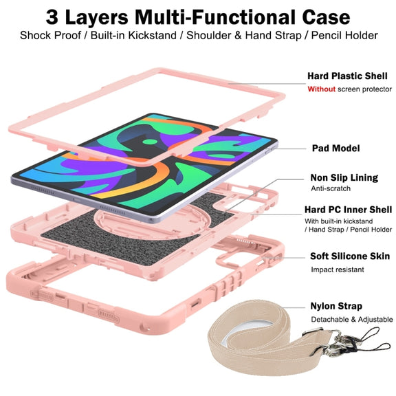 For Lenovo Tab M11 / Xiaoxin Pad 11 2024 360 Degree Rotation PC Contrast Silicone Tablet Case(Rose Gold)