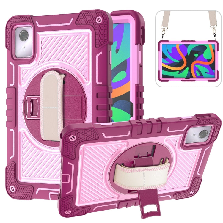 For Lenovo Tab M11 / Xiaoxin Pad 11 2024 360 Degree Rotation PC Contrast Silicone Tablet Case(Rose Red + Pink) - free shipping - PMC Jewellery - Order now!