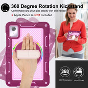 For Lenovo Tab M11 / Xiaoxin Pad 11 2024 360 Degree Rotation PC Contrast Silicone Tablet Case(Rose Red + Pink)