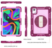 For Lenovo Tab M11 / Xiaoxin Pad 11 2024 360 Degree Rotation PC Contrast Silicone Tablet Case(Rose Red + Pink)