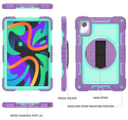 For Lenovo Tab M11 / Xiaoxin Pad 11 2024 360 Degree Rotation PC Contrast Silicone Tablet Case(Purple + Mint Green)