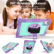 For Lenovo Tab M11 / Xiaoxin Pad 11 2024 360 Degree Rotation PC Contrast Silicone Tablet Case(Purple + Mint Green)