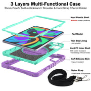 For Lenovo Tab M11 / Xiaoxin Pad 11 2024 360 Degree Rotation PC Contrast Silicone Tablet Case(Purple + Mint Green)