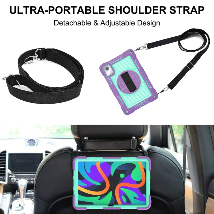 For Lenovo Tab M11 / Xiaoxin Pad 11 2024 360 Degree Rotation PC Contrast Silicone Tablet Case(Purple + Mint Green)