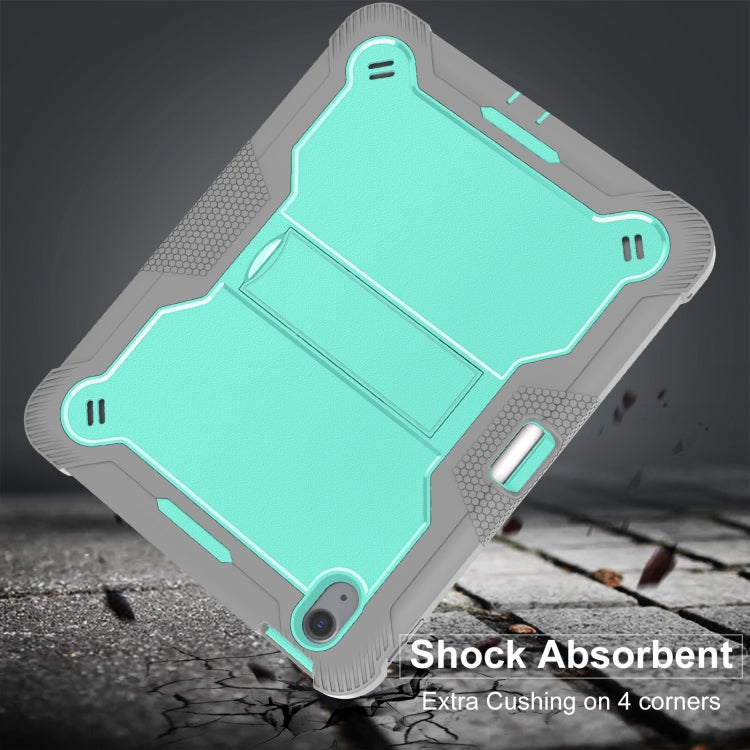 For iPad Air 11 2024 / Air 2022 10.9 Shockproof Silicone Hybrid PC Tablet Case with Holder(Mint Green + Grey) - iPad Air 11 2024 Cases by PMC TechLife | Online Shopping South Africa | PMC TechLife | Buy Now Pay Later Mobicred