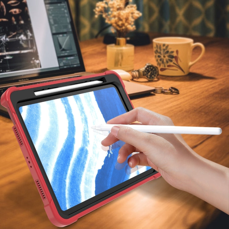 For iPad Air 11 2024 / Air 2022 10.9 Shockproof Silicone Hybrid PC Tablet Case with Holder(Black + Red) - iPad Air 11 2025 / 2024 Cases by PMC TechLife | Online Shopping South Africa | PMC TechLife | Buy Now Pay Later Mobicred