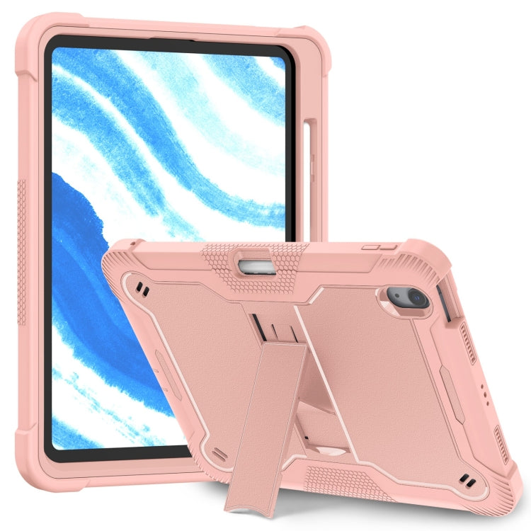 For iPad Air 11 2024 / Air 2022 10.9 Shockproof Silicone Hybrid PC Tablet Case with Holder(Rose Gold) - iPad Air 11 2025 / 2024 Cases by PMC TechLife | Online Shopping South Africa | PMC TechLife | Buy Now Pay Later Mobicred