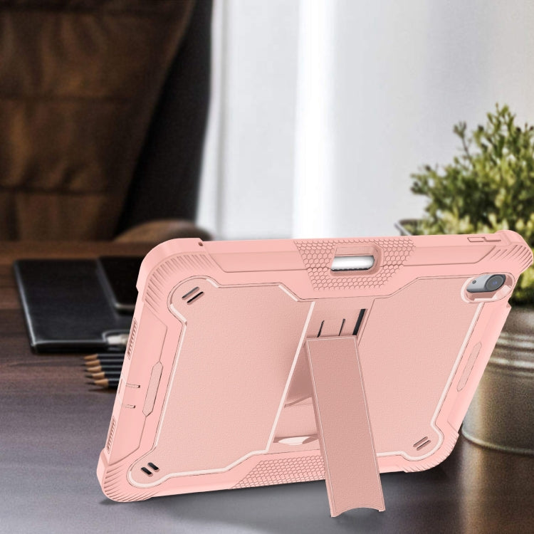 For iPad Air 11 2024 / Air 2022 10.9 Shockproof Silicone Hybrid PC Tablet Case with Holder(Rose Gold) - iPad Air 11 2025 / 2024 Cases by PMC TechLife | Online Shopping South Africa | PMC TechLife | Buy Now Pay Later Mobicred