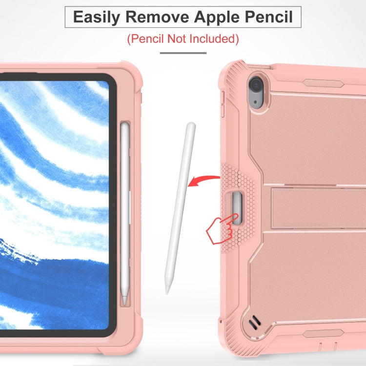 For iPad Air 11 2024 / Air 2022 10.9 Shockproof Silicone Hybrid PC Tablet Case with Holder(Rose Gold) - iPad Air 11 2025 / 2024 Cases by PMC TechLife | Online Shopping South Africa | PMC TechLife | Buy Now Pay Later Mobicred