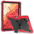 For iPad Pro 11 2024 Shockproof Silicone Hybrid PC Tablet Case with Holder(Black + Red) - free shipping - PMC TechLife - Order now!