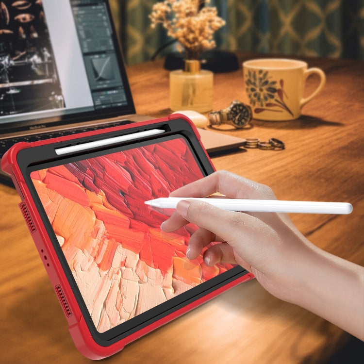 For iPad Pro 11 2024 Shockproof Silicone Hybrid PC Tablet Case with Holder(Black + Red) - free shipping - PMC TechLife - Order now!