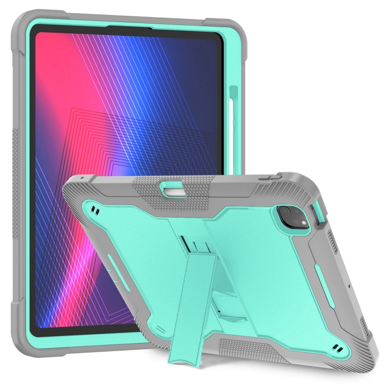 For iPad Pro 13 2024 Shockproof Silicone Hybrid PC Tablet Case with Holder(Mint Green + Grey) - iPad Pro 13 2024 Cases by PMC TechLife | Online Shopping South Africa | PMC TechLife | Buy Now Pay Later Mobicred