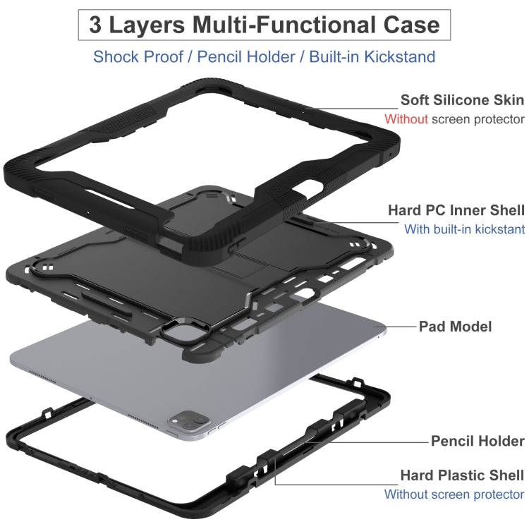 For iPad Pro 13 2024 Shockproof Silicone Hybrid PC Tablet Case with Holder(Black) - iPad Pro 13 2024 Cases by PMC TechLife | Online Shopping South Africa | PMC TechLife | Buy Now Pay Later Mobicred