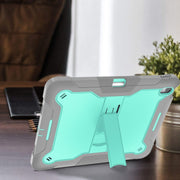 For iPad Air 13 2024 Shockproof Silicone Hybrid PC Tablet Case with Holder(Mint Green + Grey)