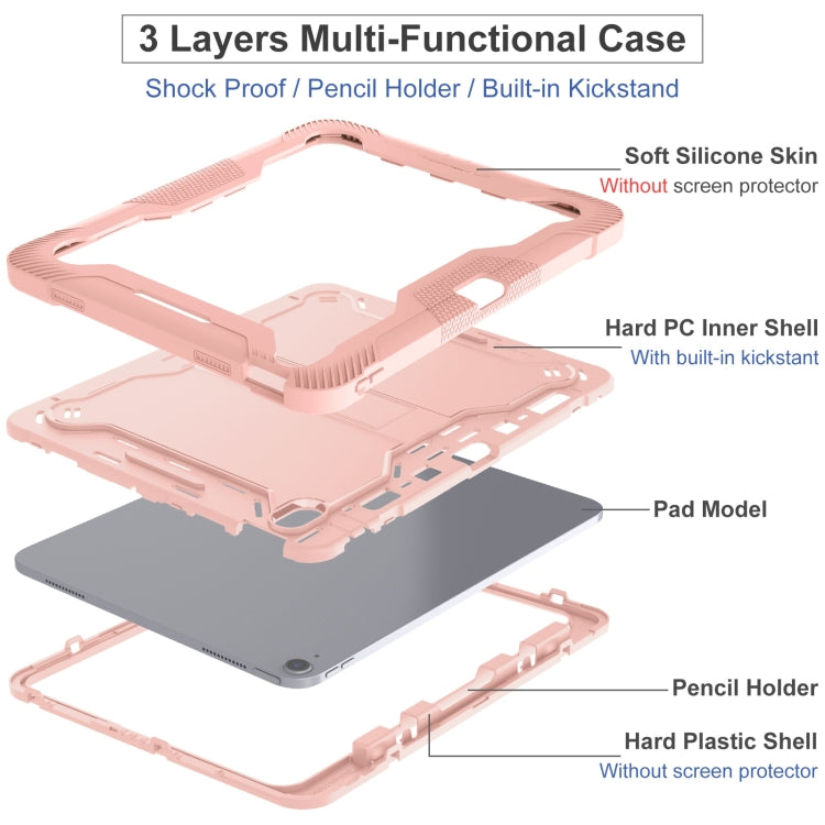 For iPad Air 13 2024 Shockproof Silicone Hybrid PC Tablet Case with Holder(Rose Gold) - iPad Air 13 2024 Cases by PMC TechLife | Online Shopping South Africa | PMC TechLife | Buy Now Pay Later Mobicred