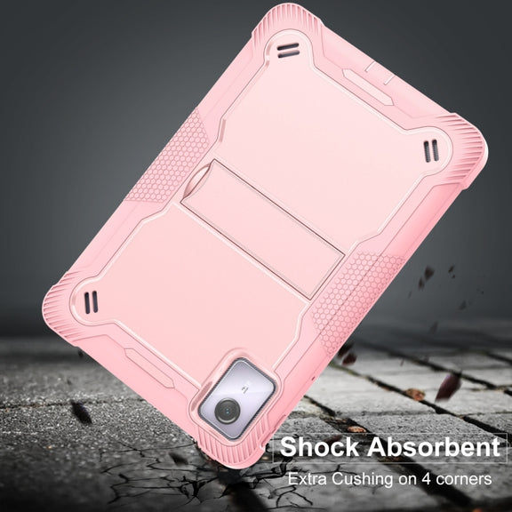For Lenovo Tab M11 / Xiaoxin Pad 11 2024 Shockproof Silicone Hybrid PC Tablet Case with Holder(Rose Gold)