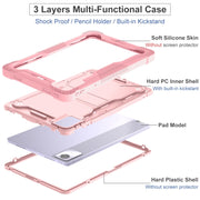 For Lenovo Tab M11 / Xiaoxin Pad 11 2024 Shockproof Silicone Hybrid PC Tablet Case with Holder(Rose Gold)