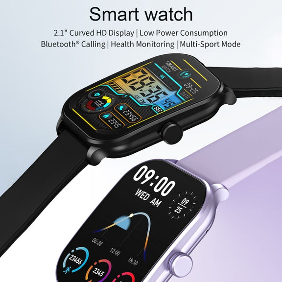 CY900 2.1 inch HD Square Screen Smart Watch, Supports Bluetooth Call / Wellness Tracking(Black)