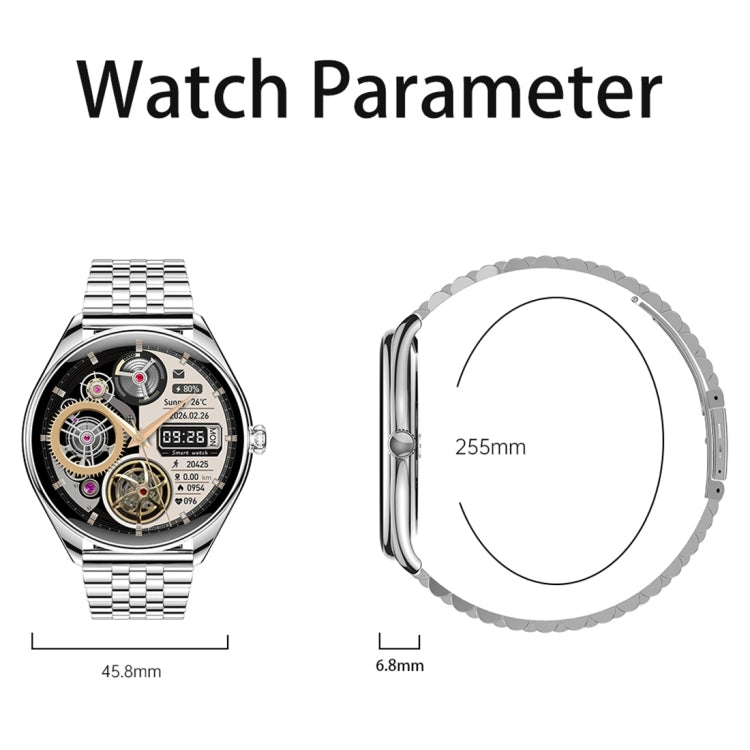 MT55 1.43 inch AMOLED HD Screen Ultra-thin Smart Call Health Watch, Silicone Strap(Silver Grey)