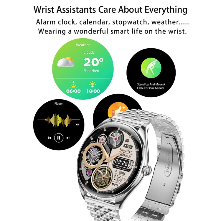 MT55 1.43 inch AMOLED HD Screen Ultra-thin Smart Call Health Watch, Silicone Strap(Silver Grey)