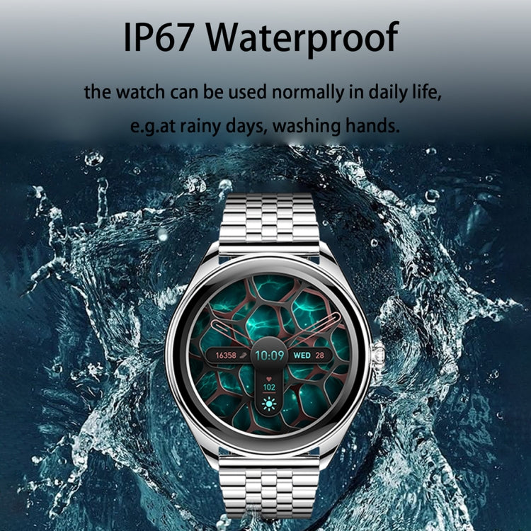 MT55 1.43 inch AMOLED HD Screen Ultra-thin Smart Call Health Watch, Leather Strap(Silver Brown)